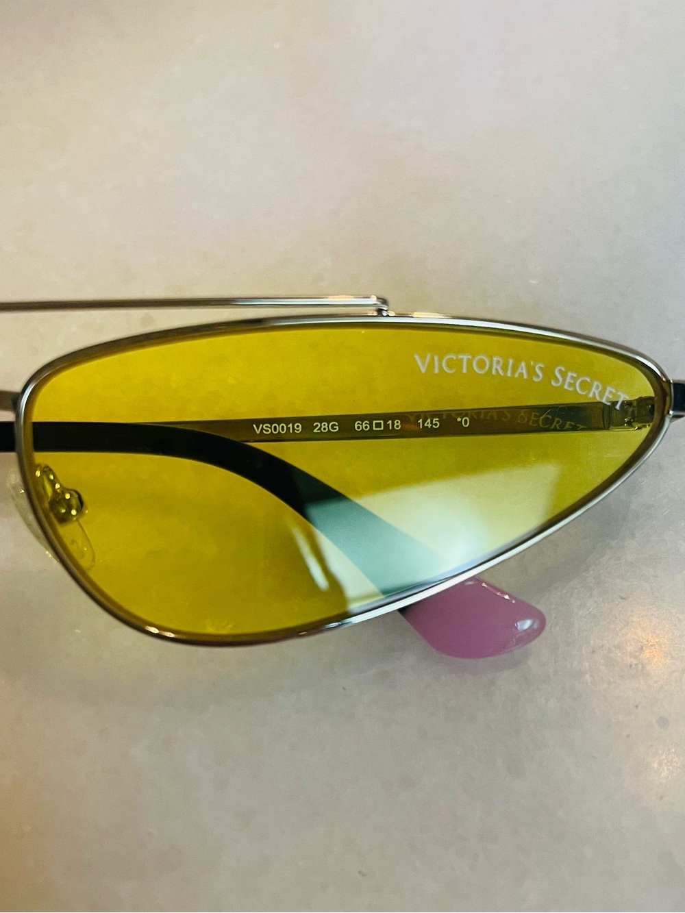 Victoria's Secret Yellow Cat Eye Sunglasses with Silver Frame